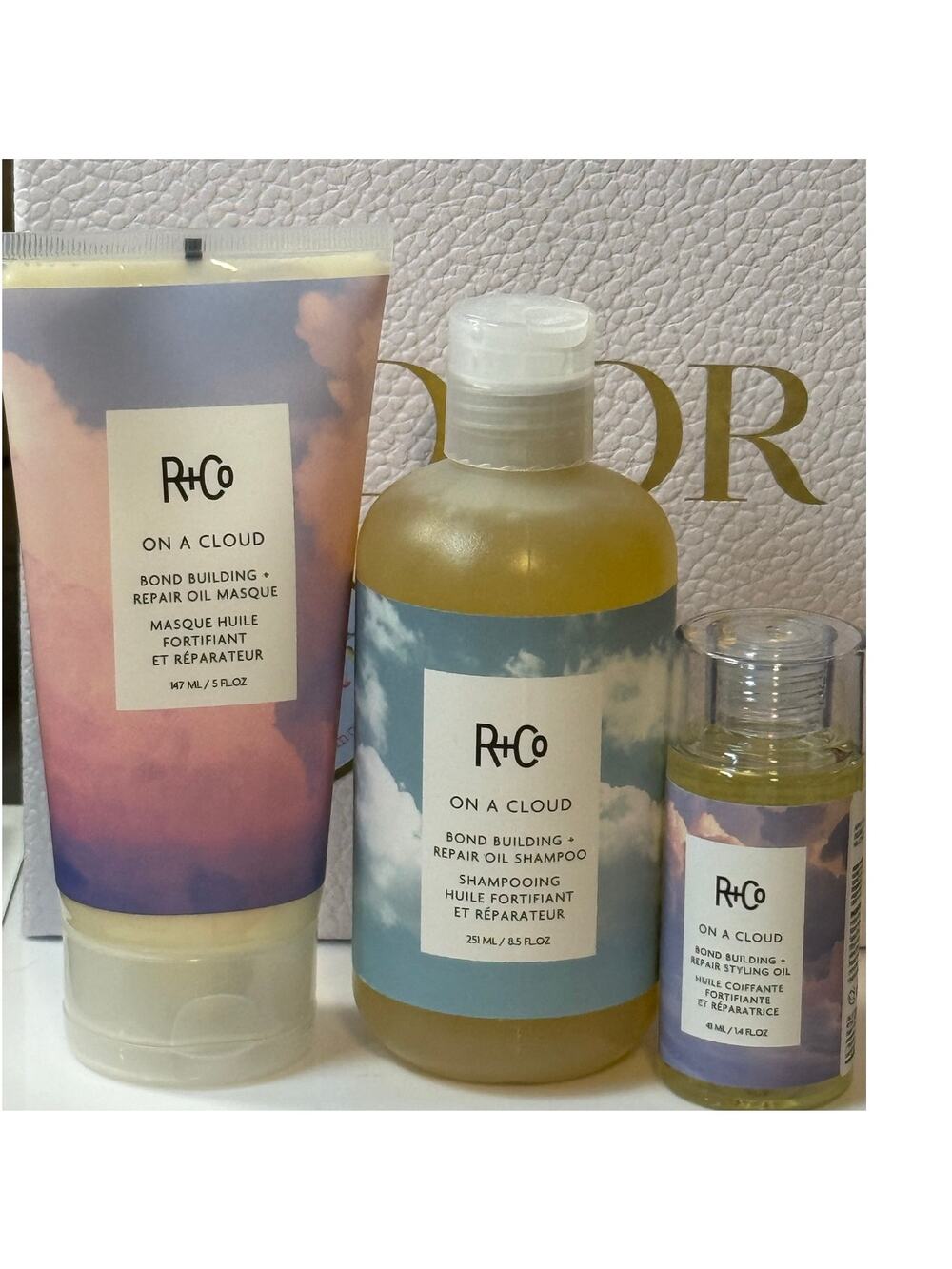 R+Co ON A CLOUD 3 Pc SET - Shampoo (251 mL), Masque (147 mL) & Oil (41 mL) - NEW